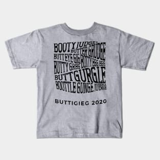 How do you say Mayor Pete Buttigieg's name? Funny trippy retro list of ways people say it Kids T-Shirt